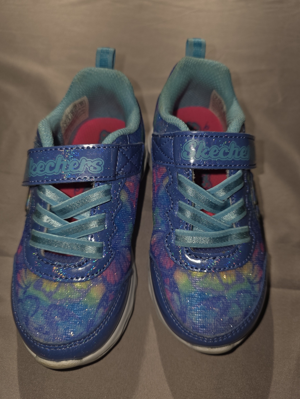 Skechers Kids (Girls) Blue Multi-Color Glitter Sneakers